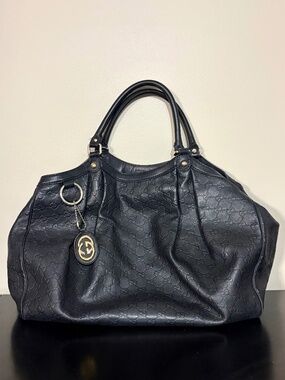 Gucci Sukey Large Black Guccissima Leather Tote Bag 211943